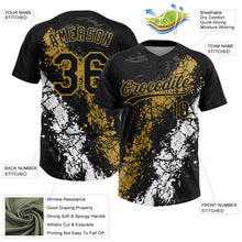 Laden Sie das Bild in den Galerie-Viewer, Custom Black Old Gold-White Dripping Splatter Cracked Texture Two-Button Unisex Softball Jersey
