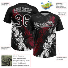 Laden Sie das Bild in den Galerie-Viewer, Custom Black Crimson-White Dripping Splatter Cracked Texture Two-Button Unisex Softball Jersey
