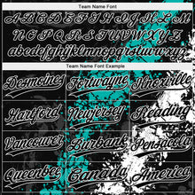 Laden Sie das Bild in den Galerie-Viewer, Custom Black Aqua-White Dripping Splatter Cracked Texture Two-Button Unisex Softball Jersey
