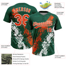Charger l'image dans la galerie, Custom Kelly Green Orange-White Dripping Splatter Cracked Texture Two-Button Unisex Softball Jersey

