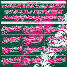 Laden Sie das Bild in den Galerie-Viewer, Custom Kelly Green Hot Pink-White Dripping Splatter Cracked Texture Two-Button Unisex Softball Jersey

