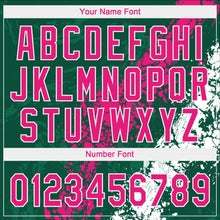 Laden Sie das Bild in den Galerie-Viewer, Custom Kelly Green Hot Pink-White Dripping Splatter Cracked Texture Two-Button Unisex Softball Jersey
