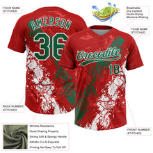 Загрузить изображение в средство просмотра галереи, Custom Red Kelly Green-White Dripping Splatter Cracked Texture Two-Button Unisex Softball Jersey
