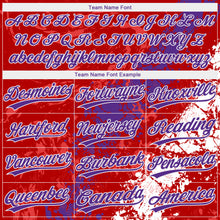 Laden Sie das Bild in den Galerie-Viewer, Custom Red Purple-White Dripping Splatter Cracked Texture Two-Button Unisex Softball Jersey
