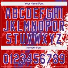 Laden Sie das Bild in den Galerie-Viewer, Custom Red Purple-White Dripping Splatter Cracked Texture Two-Button Unisex Softball Jersey
