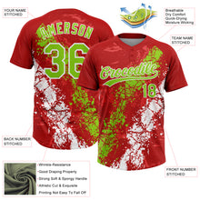 Laden Sie das Bild in den Galerie-Viewer, Custom Red Neon Green-White Dripping Splatter Cracked Texture Two-Button Unisex Softball Jersey
