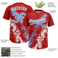 Charger l'image dans la galerie, Custom Red Light Blue-White Dripping Splatter Cracked Texture Two-Button Unisex Softball Jersey
