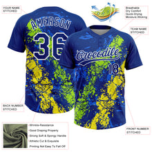 Загрузить изображение в средство просмотра галереи, Custom Royal Neon Green Light Yellow-White Dripping Splatter Cracked Texture Two-Button Unisex Softball Jersey
