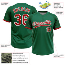 Charger l'image dans la galerie, Custom Kelly Green Red-White Ethnic Aztec Mexican Heritage Two-Button Unisex Softball Jersey
