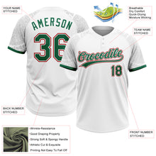 Загрузить изображение в средство просмотра галереи, Custom White Kelly Green-Red Ethnic Aztec Mexican Heritage Two-Button Unisex Softball Jersey
