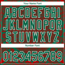 Charger l'image dans la galerie, Custom Kelly Green Red-White Ethnic Aztec Mexican Heritage Two-Button Unisex Softball Jersey
