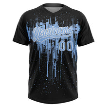 Загрузить изображение в средство просмотра галереи, Custom Black Light Blue-White Dripping Splatter Paint Two-Button Unisex Softball Jersey

