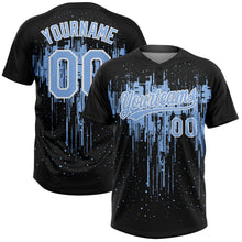 Загрузить изображение в средство просмотра галереи, Custom Black Light Blue-White Dripping Splatter Paint Two-Button Unisex Softball Jersey
