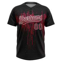 Загрузить изображение в средство просмотра галереи, Custom Black Crimson-White Dripping Splatter Paint Two-Button Unisex Softball Jersey
