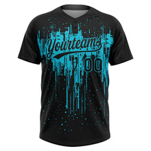 Загрузить изображение в средство просмотра галереи, Custom Black Lakes Blue Dripping Splatter Paint Two-Button Unisex Softball Jersey
