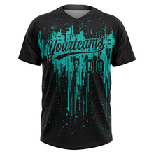 Загрузить изображение в средство просмотра галереи, Custom Black Aqua Dripping Splatter Paint Two-Button Unisex Softball Jersey
