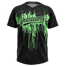 Загрузить изображение в средство просмотра галереи, Custom Black Pea Green Dripping Splatter Paint Two-Button Unisex Softball Jersey
