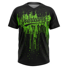 Загрузить изображение в средство просмотра галереи, Custom Black Aurora Green Dripping Splatter Paint Two-Button Unisex Softball Jersey
