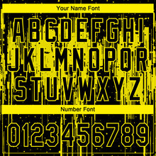 Load image into Gallery viewer, Custom Black Light Yellow Dripping Splatter Paint Two-Button Unisex Softball Jersey
