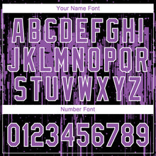 Load image into Gallery viewer, Custom Black Medium Purple-White Dripping Splatter Paint Two-Button Unisex Softball Jersey
