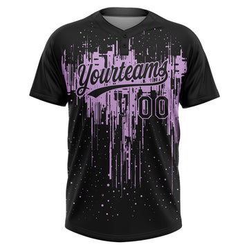 Custom Black Light Purple Dripping Splatter Paint Two-Button Unisex Softball Jersey