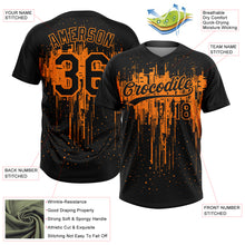 Load image into Gallery viewer, Custom Black Bay Orange Dripping Splatter Paint Two-Button Unisex Softball Jersey
