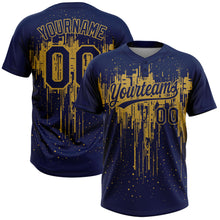 Загрузить изображение в средство просмотра галереи, Custom Navy Old Gold Dripping Splatter Paint Two-Button Unisex Softball Jersey
