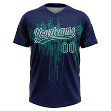 Charger l'image dans la galerie, Custom Navy Teal-White Dripping Splatter Paint Two-Button Unisex Softball Jersey
