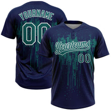 Charger l'image dans la galerie, Custom Navy Teal-White Dripping Splatter Paint Two-Button Unisex Softball Jersey
