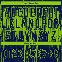 Загрузить изображение в средство просмотра галереи, Custom Navy Neon Green Dripping Splatter Paint Two-Button Unisex Softball Jersey
