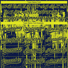 Charger l'image dans la galerie, Custom Navy Neon Yellow Dripping Splatter Paint Two-Button Unisex Softball Jersey

