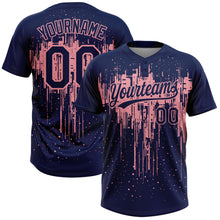 Charger l'image dans la galerie, Custom Navy Medium Pink Dripping Splatter Paint Two-Button Unisex Softball Jersey
