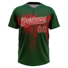 Загрузить изображение в средство просмотра галереи, Custom Green Red-White Dripping Splatter Paint Two-Button Unisex Softball Jersey
