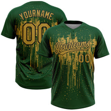 Charger l'image dans la galerie, Custom Green Old Gold-Black Dripping Splatter Paint Two-Button Unisex Softball Jersey
