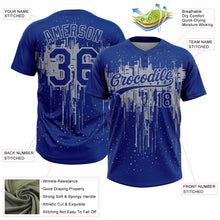 Load image into Gallery viewer, Custom Royal Gray Dripping Splatter Paint Two-Button Unisex Softball Jersey
