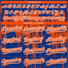Load image into Gallery viewer, Custom Royal Orange-White Dripping Splatter Paint Two-Button Unisex Softball Jersey
