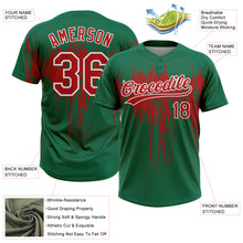 Загрузить изображение в средство просмотра галереи, Custom Kelly Green Red-White Dripping Splatter Paint Two-Button Unisex Softball Jersey
