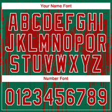 Загрузить изображение в средство просмотра галереи, Custom Kelly Green Red-White Dripping Splatter Paint Two-Button Unisex Softball Jersey
