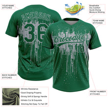 Загрузить изображение в средство просмотра галереи, Custom Kelly Green Gray Dripping Splatter Paint Two-Button Unisex Softball Jersey
