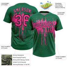 Загрузить изображение в средство просмотра галереи, Custom Kelly Green Pink-Black Dripping Splatter Paint Two-Button Unisex Softball Jersey
