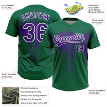 Загрузить изображение в средство просмотра галереи, Custom Kelly Green Purple-White Dripping Splatter Paint Two-Button Unisex Softball Jersey
