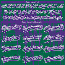 Загрузить изображение в средство просмотра галереи, Custom Kelly Green Purple-White Dripping Splatter Paint Two-Button Unisex Softball Jersey
