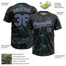 Load image into Gallery viewer, Custom Black Teal-Pink 3D Pattern Design Abstract Network Two-Button Unisex Softball Jersey
