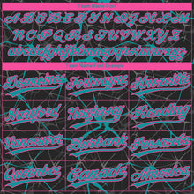 Load image into Gallery viewer, Custom Black Teal-Pink 3D Pattern Design Abstract Network Two-Button Unisex Softball Jersey
