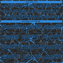 Laden Sie das Bild in den Galerie-Viewer, Custom Black Electric Blue 3D Pattern Design Abstract Network Two-Button Unisex Softball Jersey
