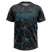 Load image into Gallery viewer, Custom Black Teal 3D Pattern Design Abstract Network Two-Button Unisex Softball Jersey
