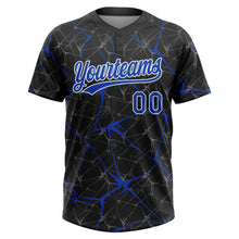 Laden Sie das Bild in den Galerie-Viewer, Custom Black Thunder Blue-White 3D Pattern Design Abstract Network Two-Button Unisex Softball Jersey
