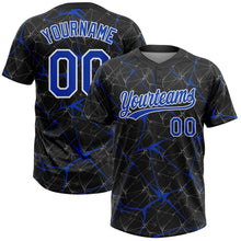 Laden Sie das Bild in den Galerie-Viewer, Custom Black Thunder Blue-White 3D Pattern Design Abstract Network Two-Button Unisex Softball Jersey

