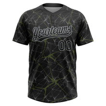 Charger l'image dans la galerie, Custom Black Olive-Gray 3D Pattern Design Abstract Network Two-Button Unisex Softball Jersey
