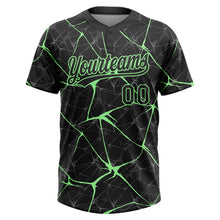 Laden Sie das Bild in den Galerie-Viewer, Custom Black Pea Green 3D Pattern Design Abstract Network Two-Button Unisex Softball Jersey
